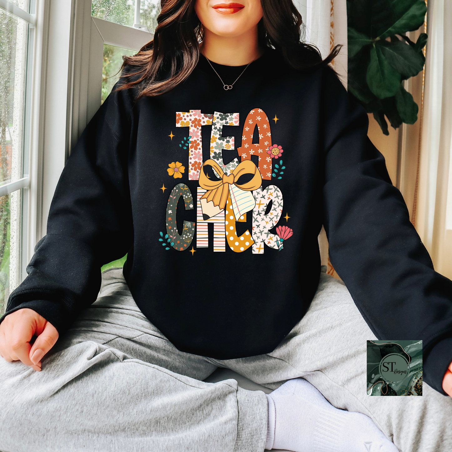 Teacher Floral Pencil Bow