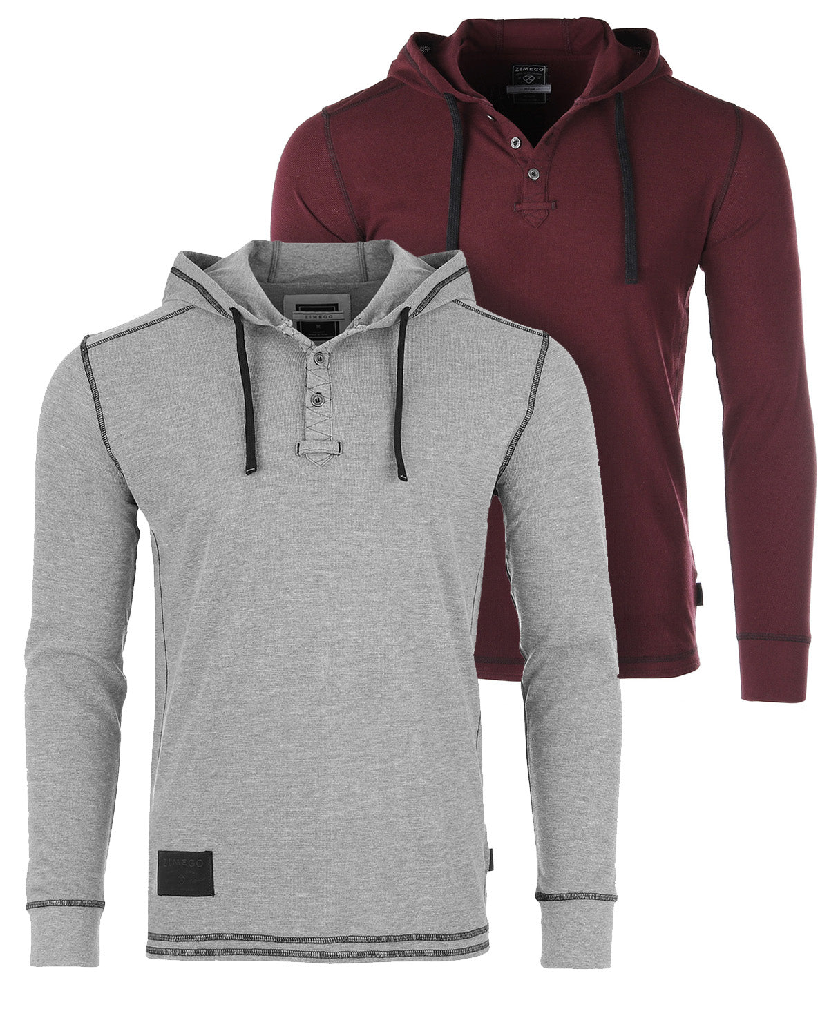 ZIMEGO Mens Vintage Thermal Long Sleeve Lightweight Fashion Hooded Henley